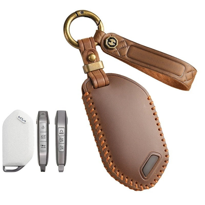 Leather Car Key Case Cover Fob Shell for Kia EV3
